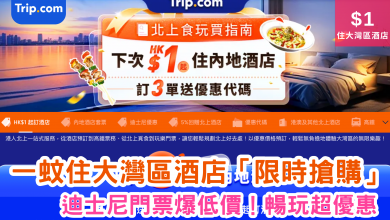 Trip.com 酒店預訂 迪士尼門票 大灣區酒店 深圳酒店 廣州酒店 珠海酒店 迪士尼優惠 主題樂園門票 酒店優惠代碼