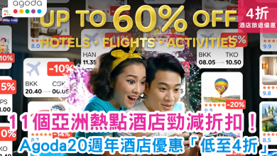 Agoda優惠 酒店折扣 旅遊優惠 亞洲酒店 日韓泰台 訂房優惠 20週年優惠 特價酒店 旅遊套票 限時優惠